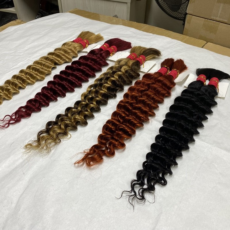 FH wholesale deep wave bulk colored braiding remy hair cheap price human hair bulk extensions for braiding