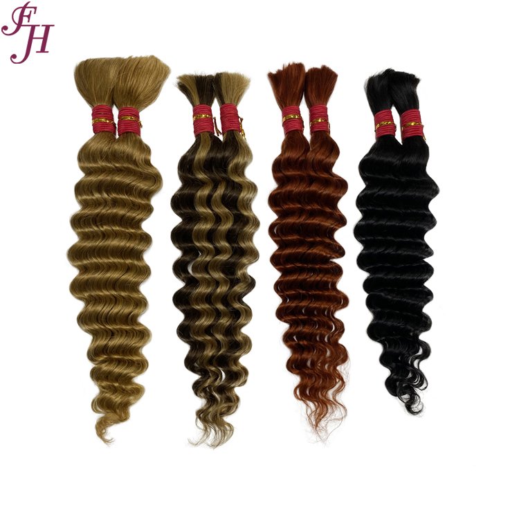 FH wholesale deep wave bulk colored braiding remy hair cheap price human hair bulk extensions for braiding