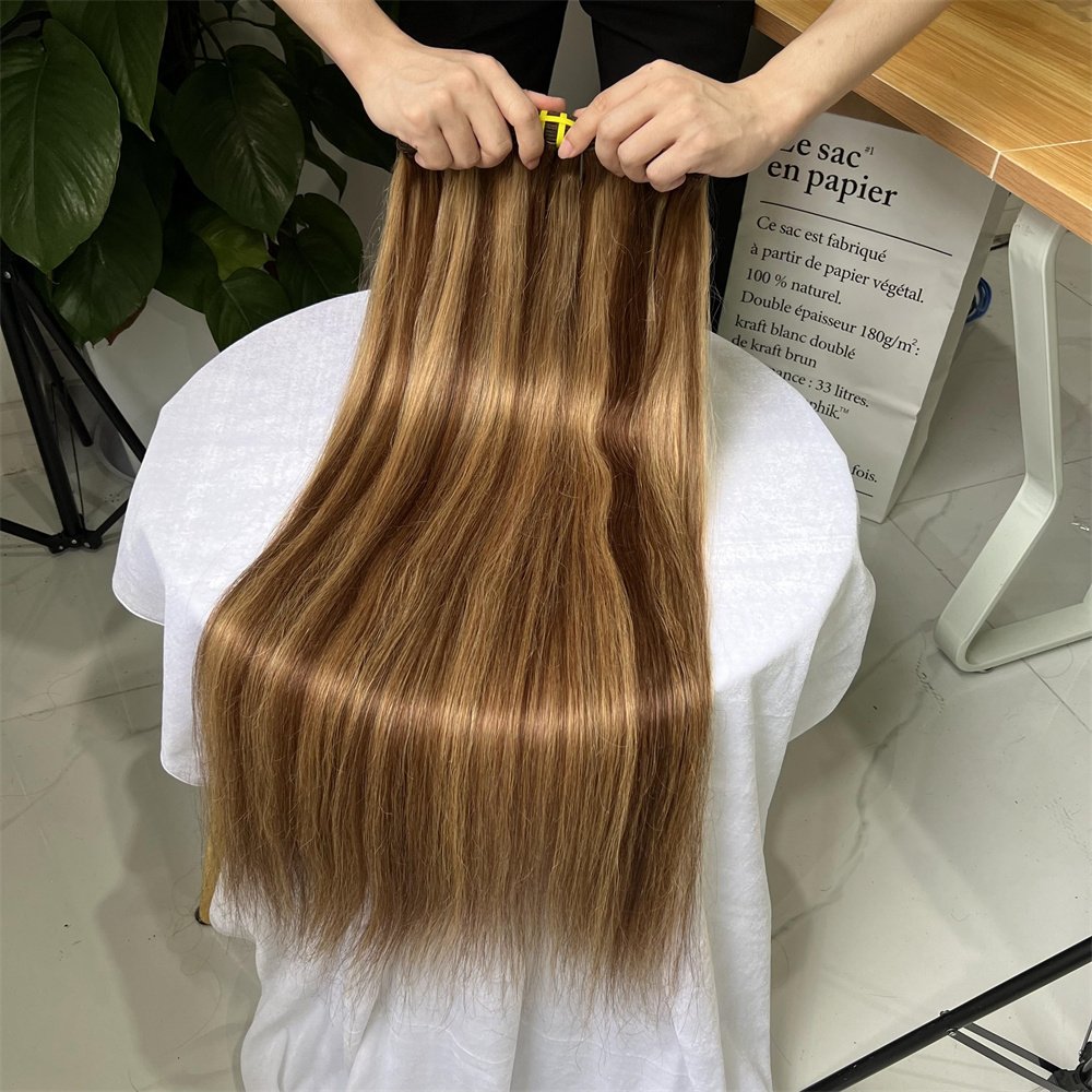 Guangzhou Hair Vendors P4/27 Virgin Brazilian Ombre Color Bone Straight Hair Extensions Highlight Piano Human Hair Bundle