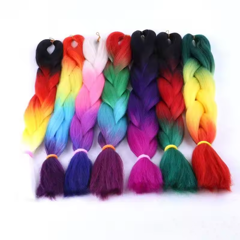 Wholesale Cheap Colorful Ombre 100g Braiding Hair Extensions 24inch Synthetic Jumbo Hair Braids Synthetic Yaki Braiding Hair