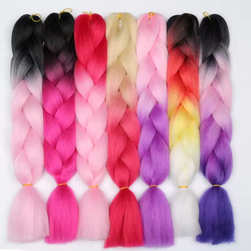 Wholesale Cheap Colorful Ombre 100g Braiding Hair Extensions 24inch Synthetic Jumbo Hair Braids Synthetic Yaki Braiding Hair