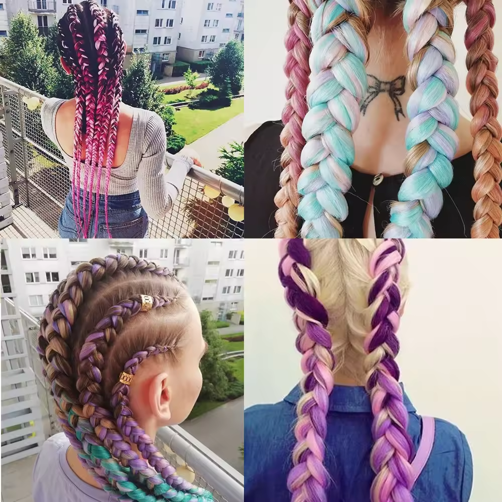 Wholesale Cheap Colorful Ombre 100g Braiding Hair Extensions 24inch Synthetic Jumbo Hair Braids Synthetic Yaki Braiding Hair