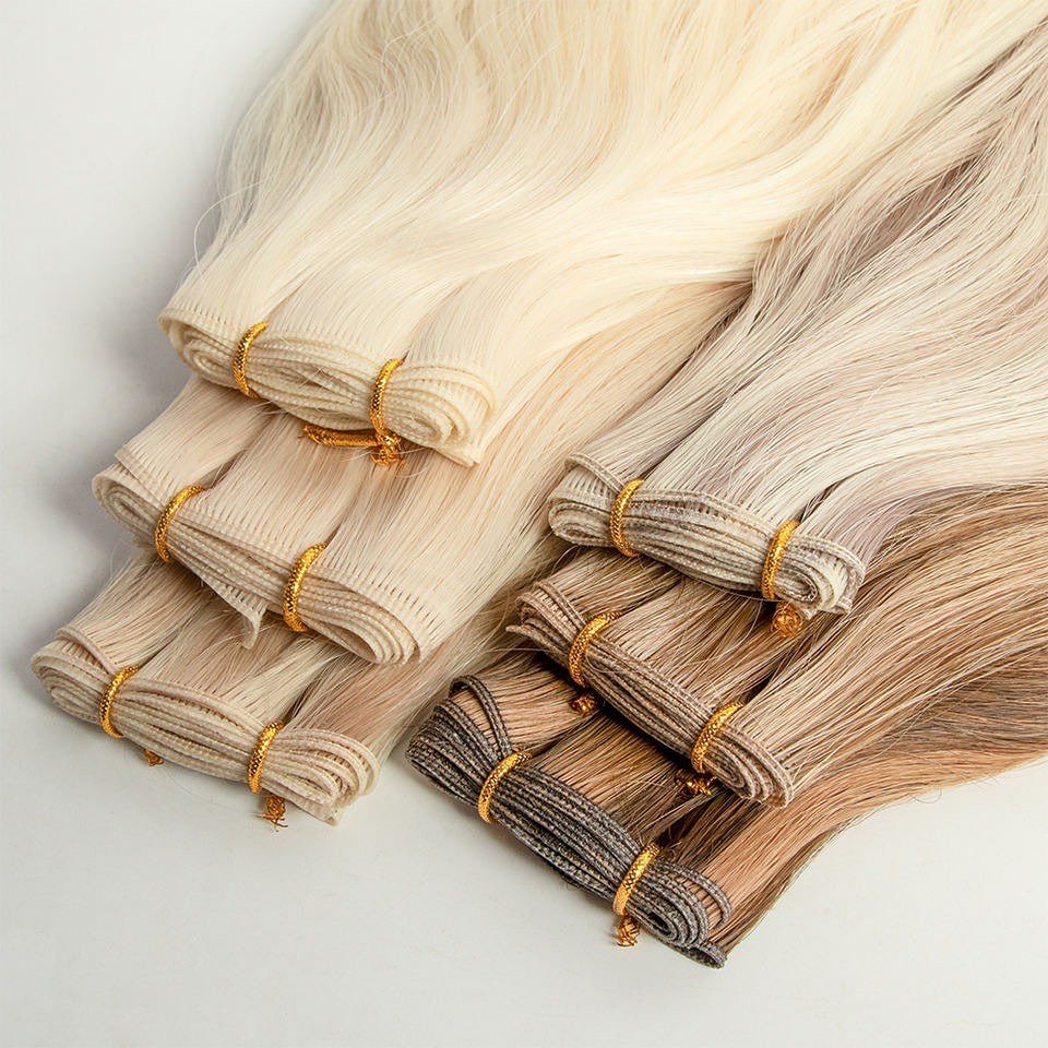 Top quality remy human European genius weft hair extensions double drawn Russian hair
