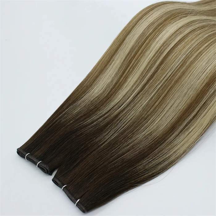 Top quality remy human European genius weft hair extensions double drawn Russian hair