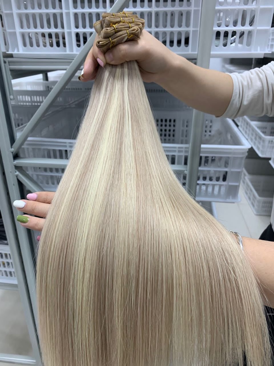 Top quality remy human European genius weft hair extensions double drawn Russian hair