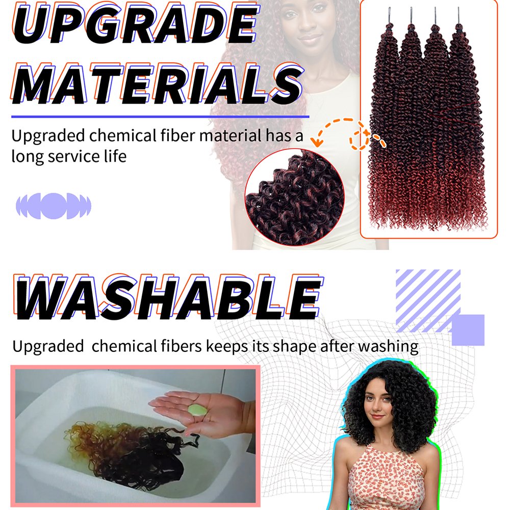 2024 New Washable Synthetic Ombre Pre-Stretched Braiding Hair Extension Short Deep Wave Whole Sale Upgrade