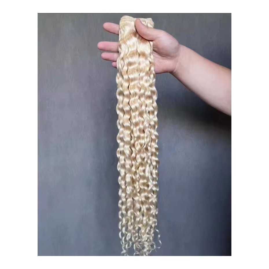 Vietnamese Malaysian Indian 613 Blonde Curly Cuticle Hair Weave Bundles, 12A Brazilian Virgin Peruvian Human Hair Extension