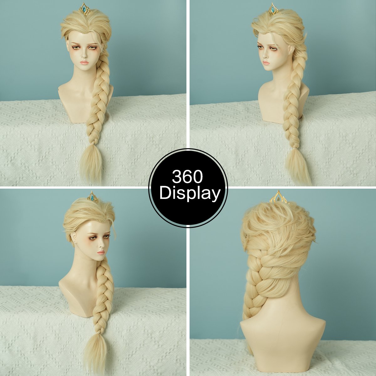 Synthetic Blonde Cosplay Wig Princess Wig for Women Long Princess Braided Wig Braid Costume Synthetic Wig for Halloween Party