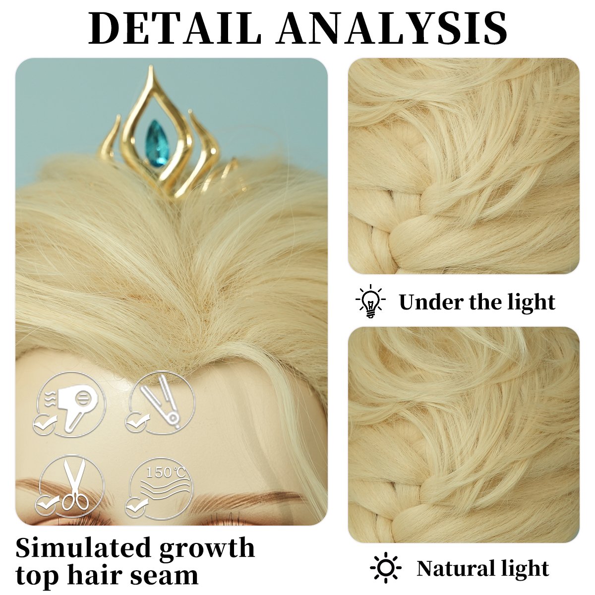 Synthetic Blonde Cosplay Wig Princess Wig for Women Long Princess Braided Wig Braid Costume Synthetic Wig for Halloween Party