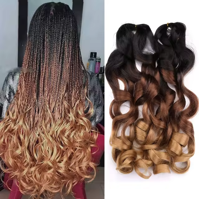 French Curls Braiding Hair Extensions Synthetic Hair Loose Wave Spiral Curl Braids High Temperature Ombre Pre Stretched Hair