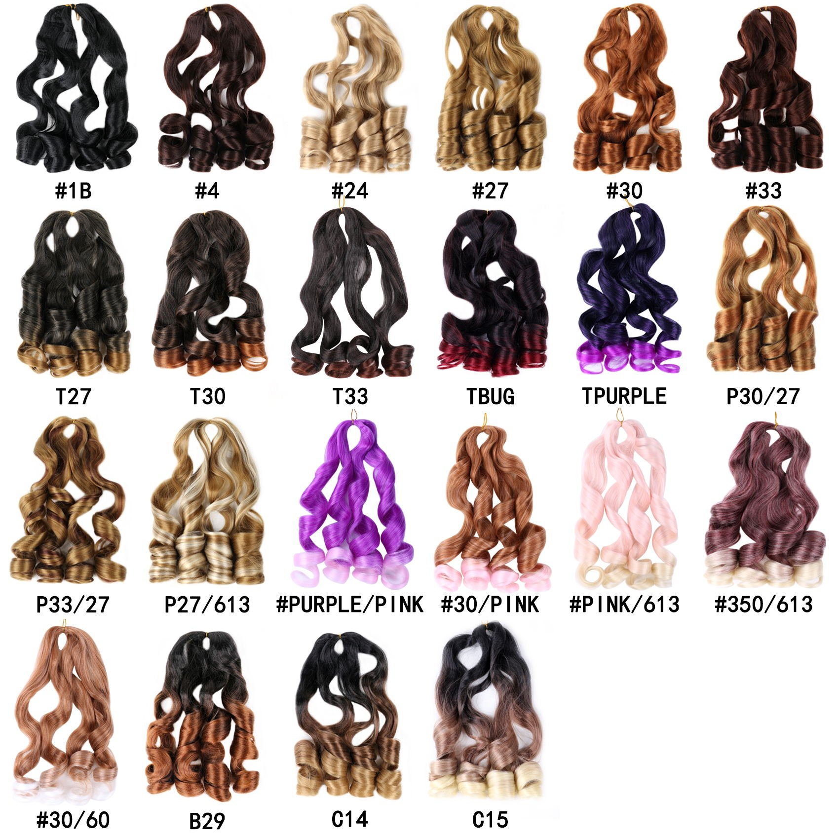 Wholesale Ombre Yaki Crochet Braid Hair Extensions Spiral Curls Synthetic Braiding Hair Curly Hair Attachment for Women Braids