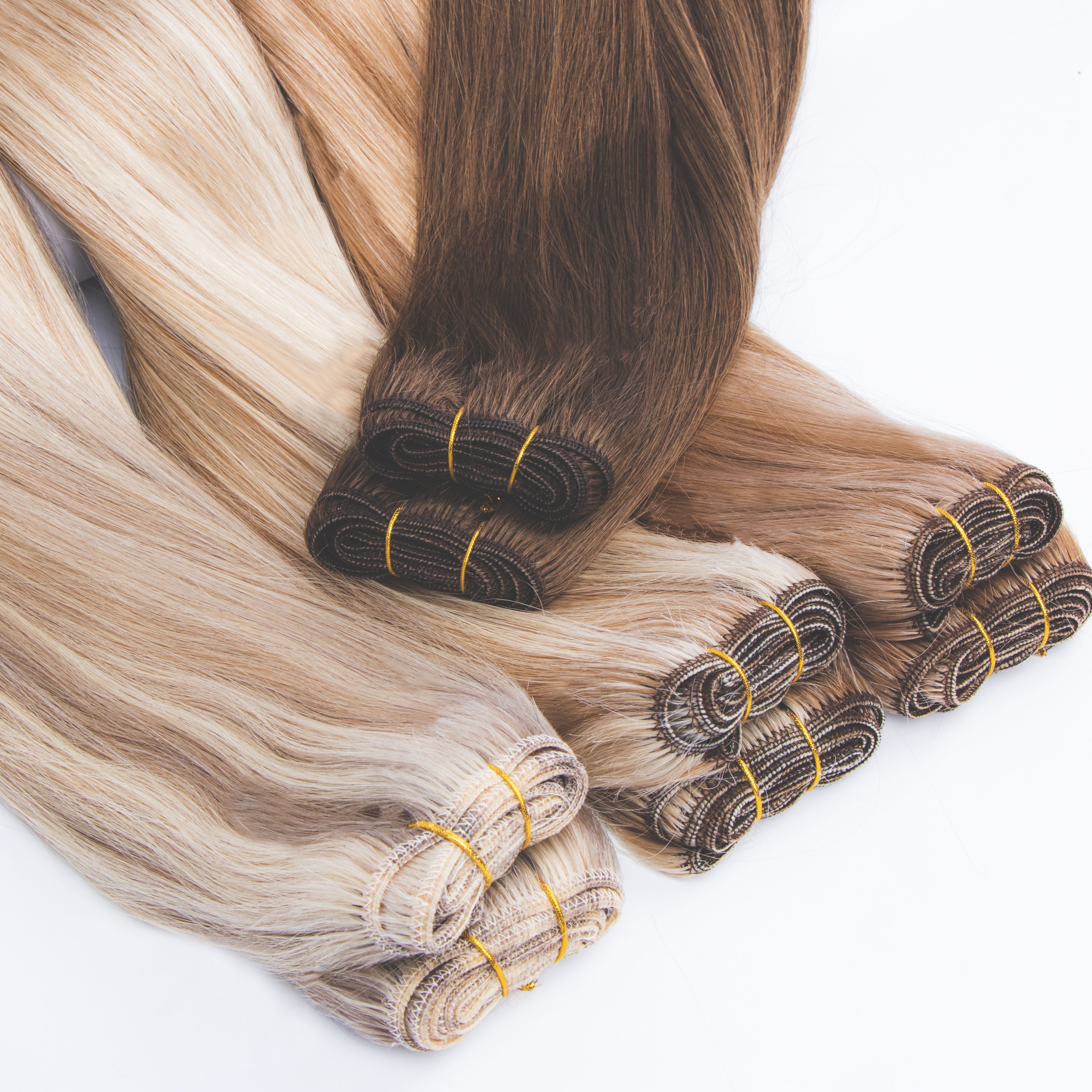 Top quality thick virgin remy weft hair extensions human hair double drawn double weft