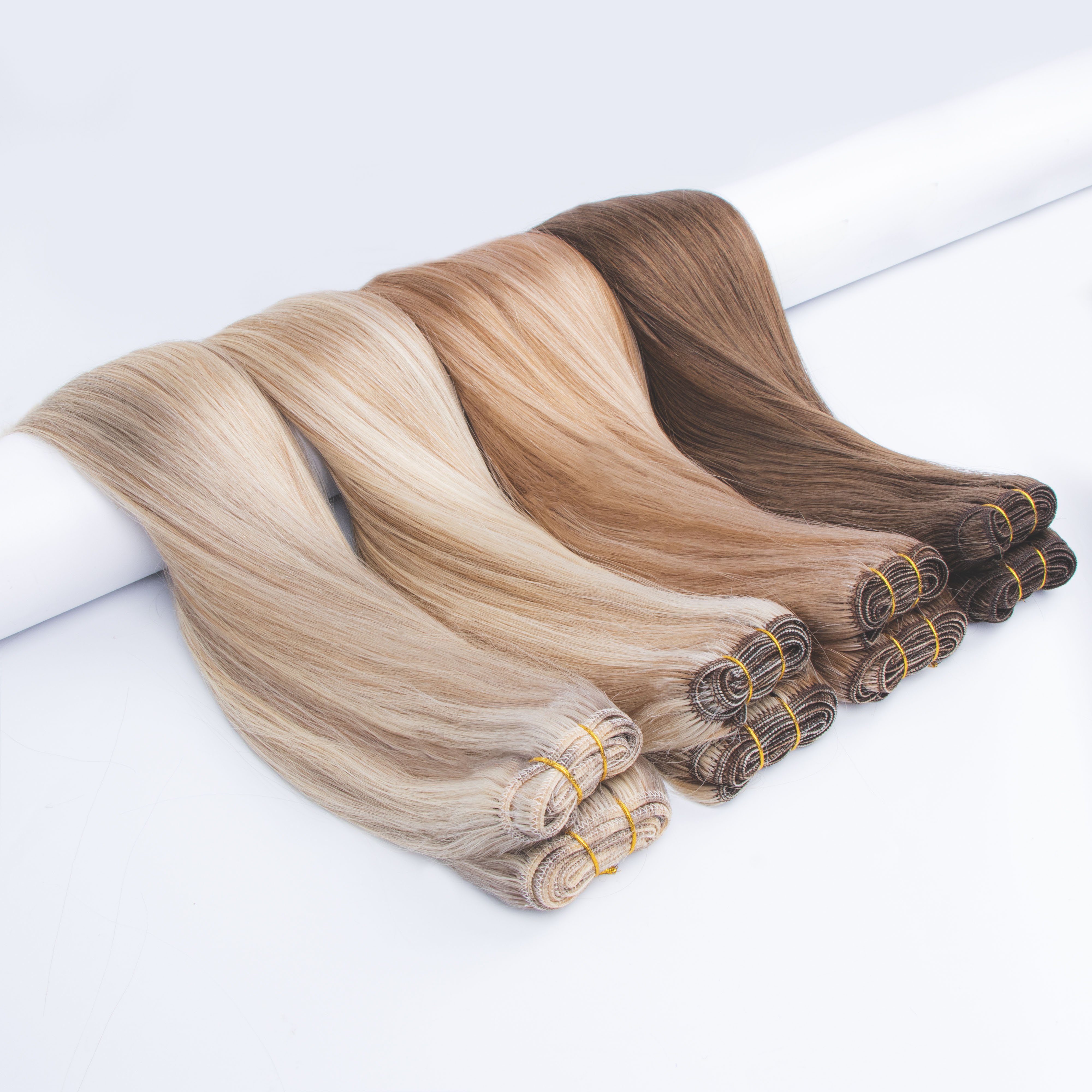 Top quality thick virgin remy weft hair extensions human hair double drawn double weft