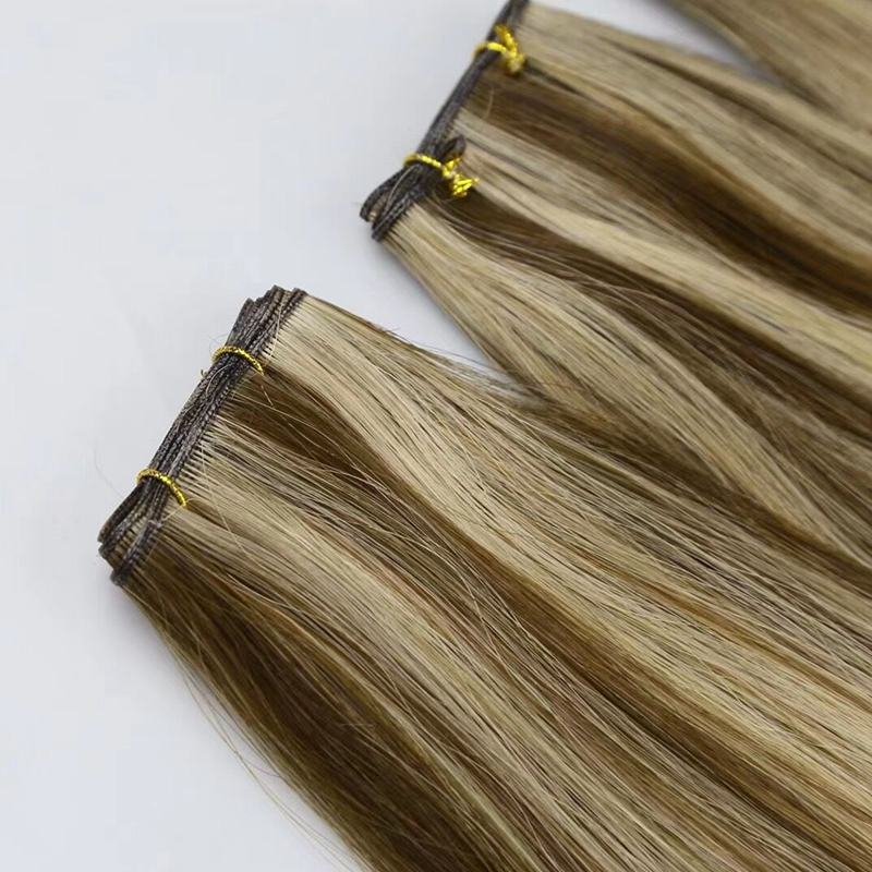 New Invisible No Return Hair Flat Weft Double Drawn Cuticle Intact Russian Human Hair Handtied Weft Hair Extensions