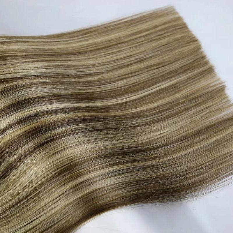 New Invisible No Return Hair Flat Weft Double Drawn Cuticle Intact Russian Human Hair Handtied Weft Hair Extensions