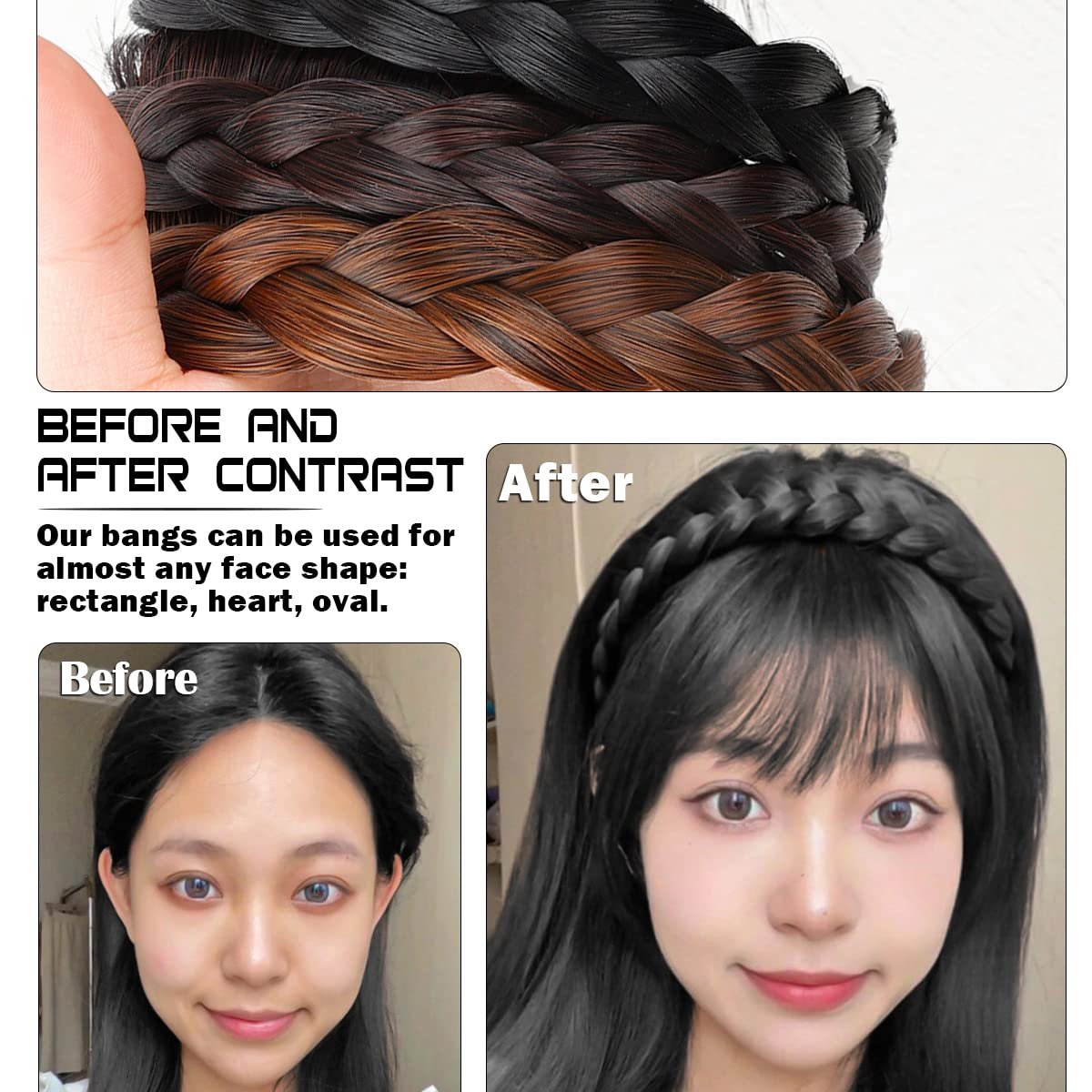 Natural Spurious Bangs Clip Hair Synthetic Headband Bangs Headband Synthetic Short Hair Toppers for Women