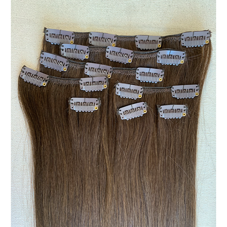 Wholesale Double Drawn Invisible Clip In Human Hair Extension Real Remy Brazilian Hair Seamless Clip In Hair Extension