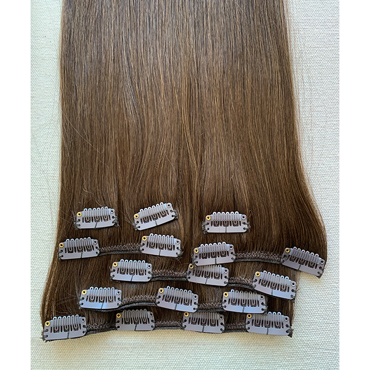 Wholesale Double Drawn Invisible Clip In Human Hair Extension Real Remy Brazilian Hair Seamless Clip In Hair Extension