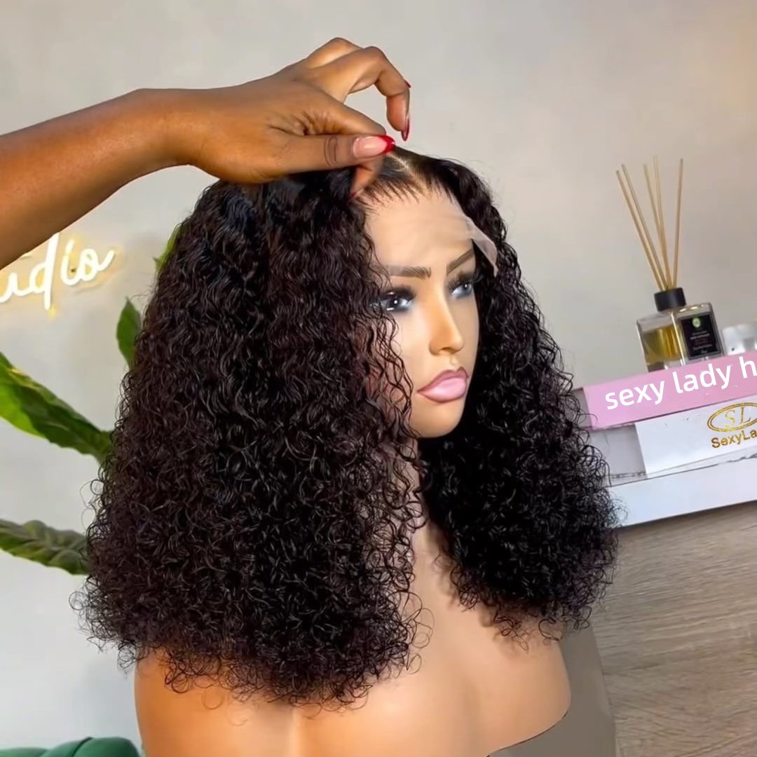 100% Raw Human Hair Extensions HD Lace Closure Curly Wig Long Burmese Curl Frontal Wig For Women