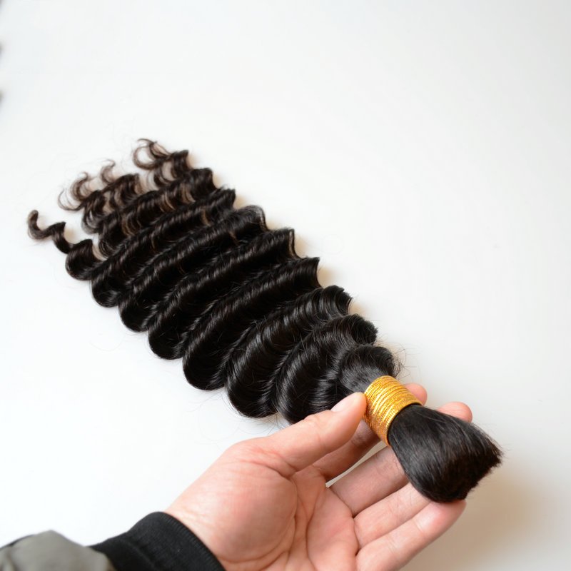 12A Brazilian Virgin Curly 100g Deep Water Wave Bulk Hair Extensions Boho Braids Hair human for braiding hair bulk no weft