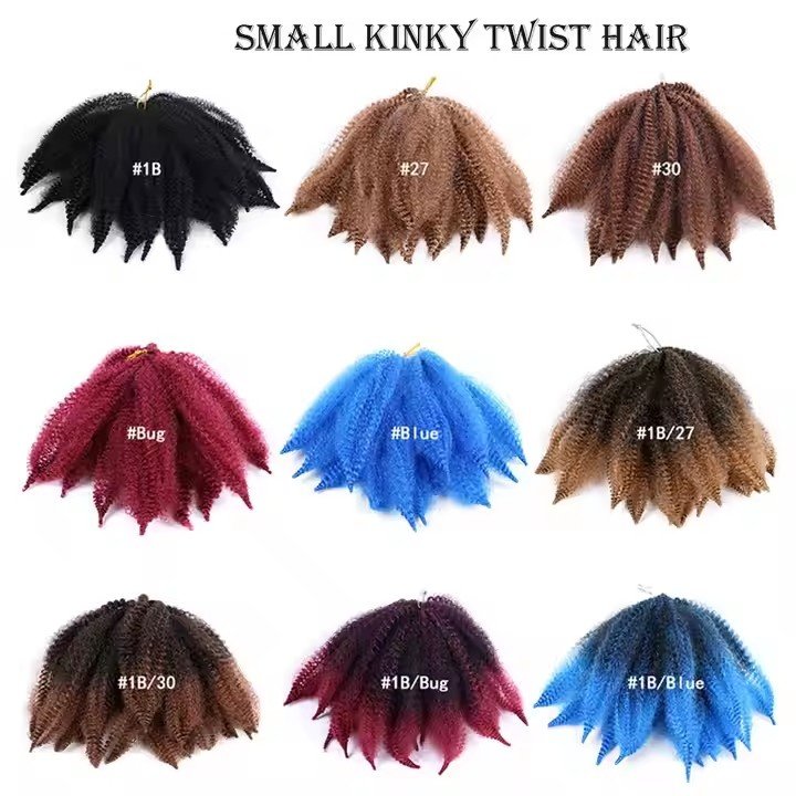 Synthetic Yaki Crochet Hair Style for Crochet Braid Short Marely Braids 8inch Fluffy Afro Kinky Curl Twist Crochet Braid Hair