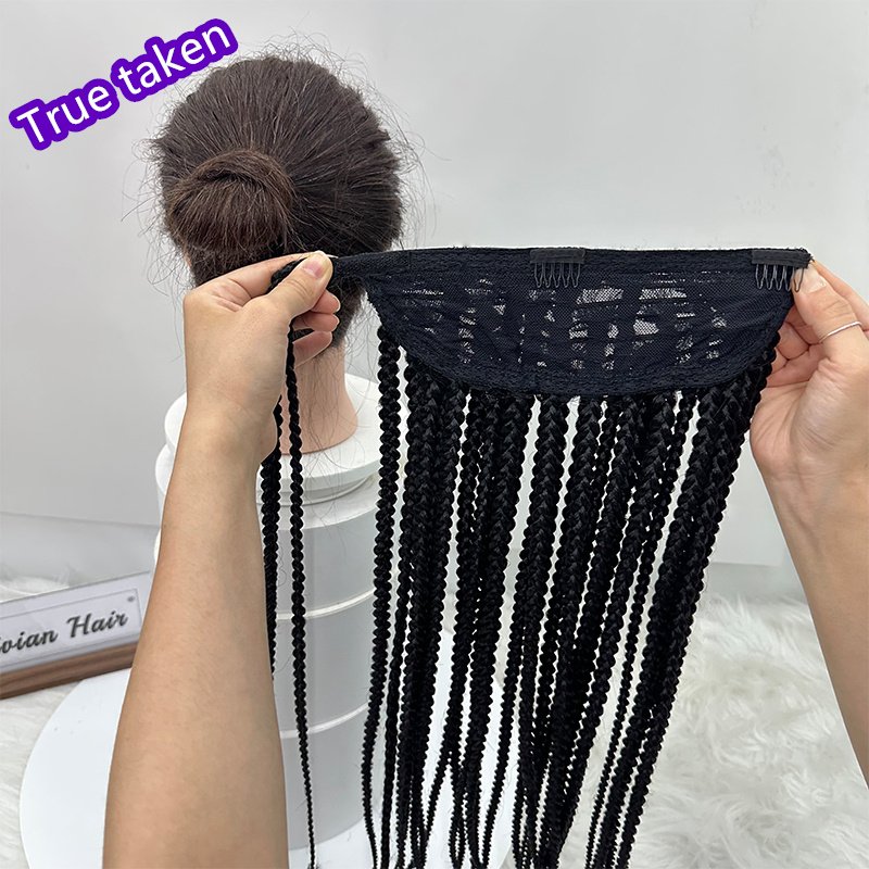 High quality long track wrap around ponytail long 28inch 30 inches jumbo braids mixed wrap ponytails braided ponytail extension
