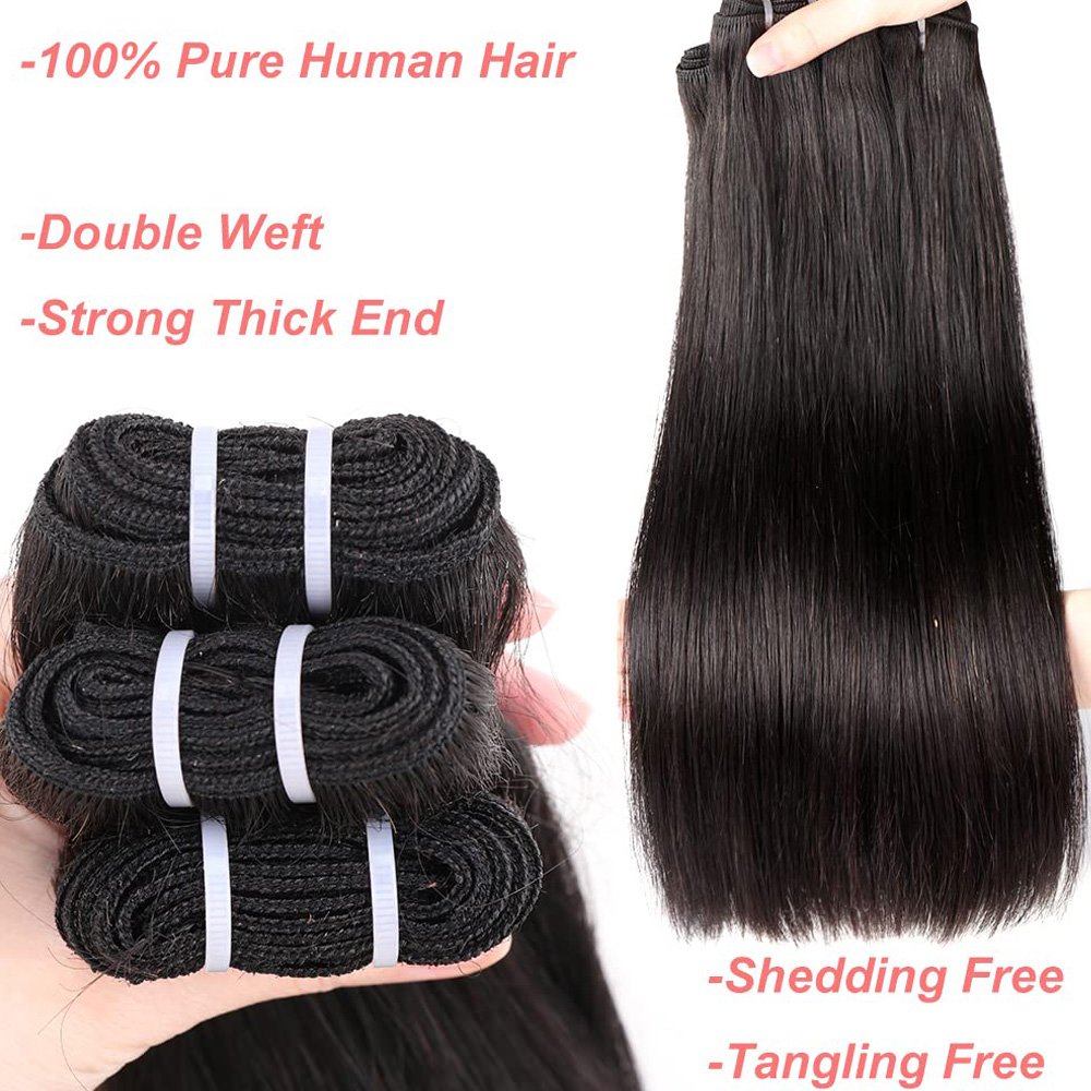 Drop Shipping Indian Virgin Super Double Drawn Funmi Hair Bone Straight Cuticle Aligned Human Hair Extension Natural Black Color