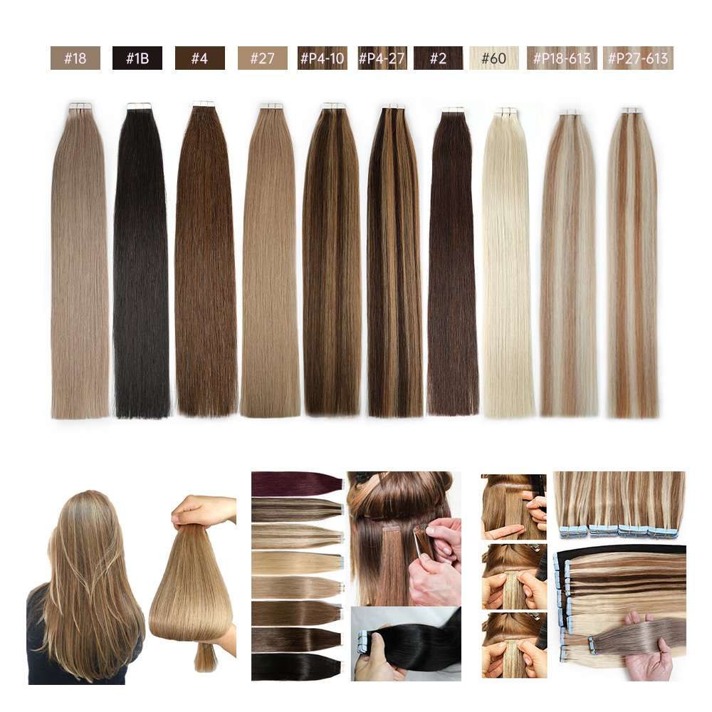 Wholesale Russian Double Side Tape Hair Extensions Remy Virgin Cuticle Aligned Hair High Quality Tape In Human Hair