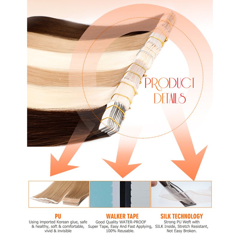Wholesale Russian Double Side Tape Hair Extensions Remy Virgin Cuticle Aligned Hair High Quality Tape In Human Hair