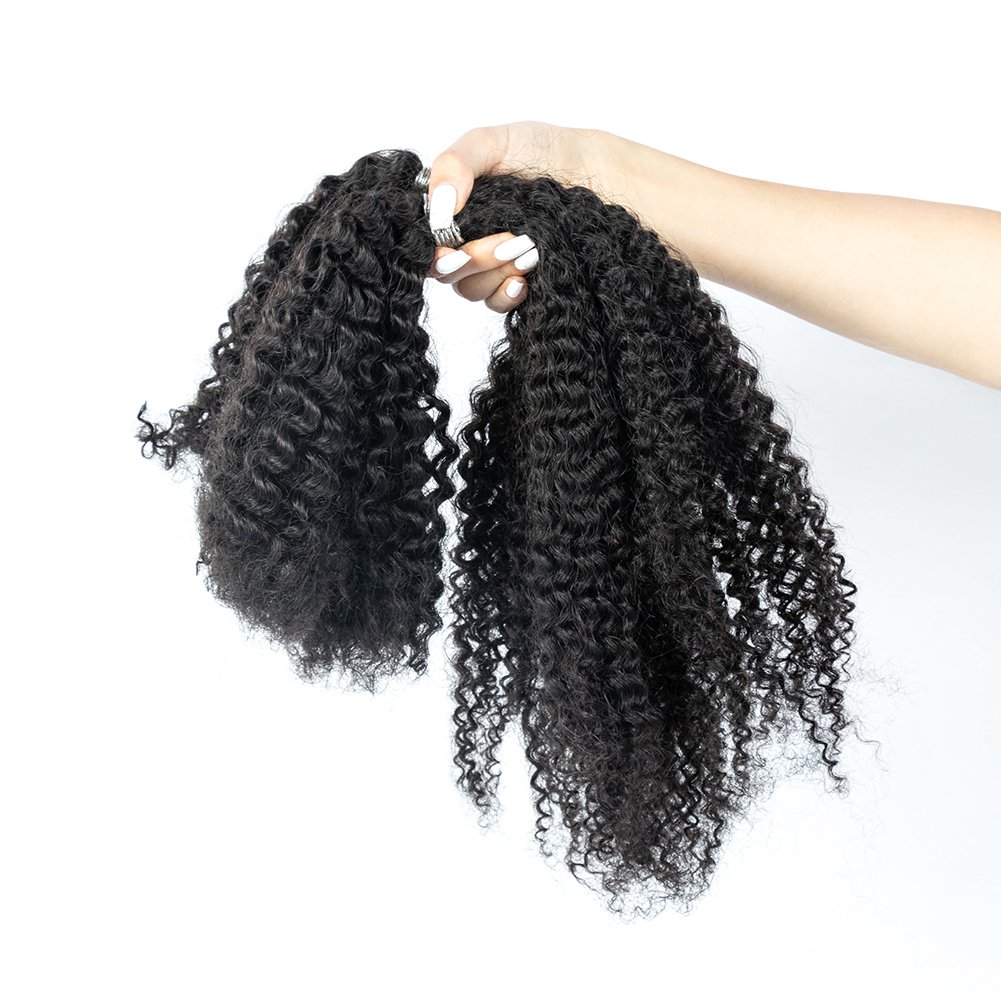 8-28 Inches Length 4B4C Afro Bulk Kinky Curly Human Hair Extensions For Braiding