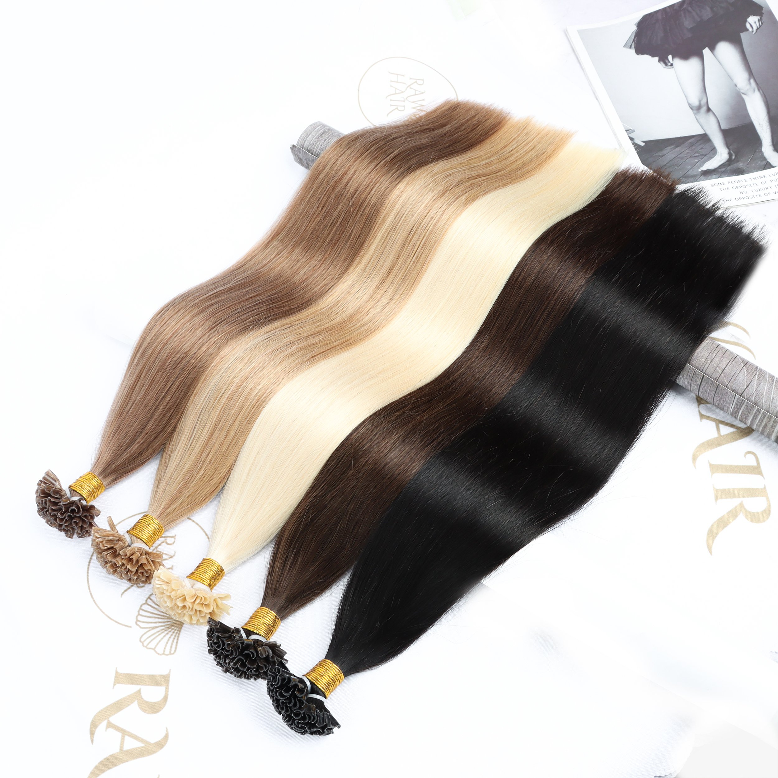 Hot Sale 12A Russian Double Drawn keratin hair extensions 100% Human Hair Extensions Customize Color U-tip Hair Extension