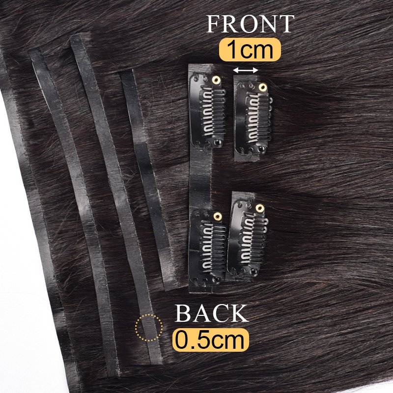 RXHAIR Straight Natural Black Cuticle Aligned Hair Small Pu Seamless Clip In Hair Extensions 200g Echt Haar Human Hair Extension