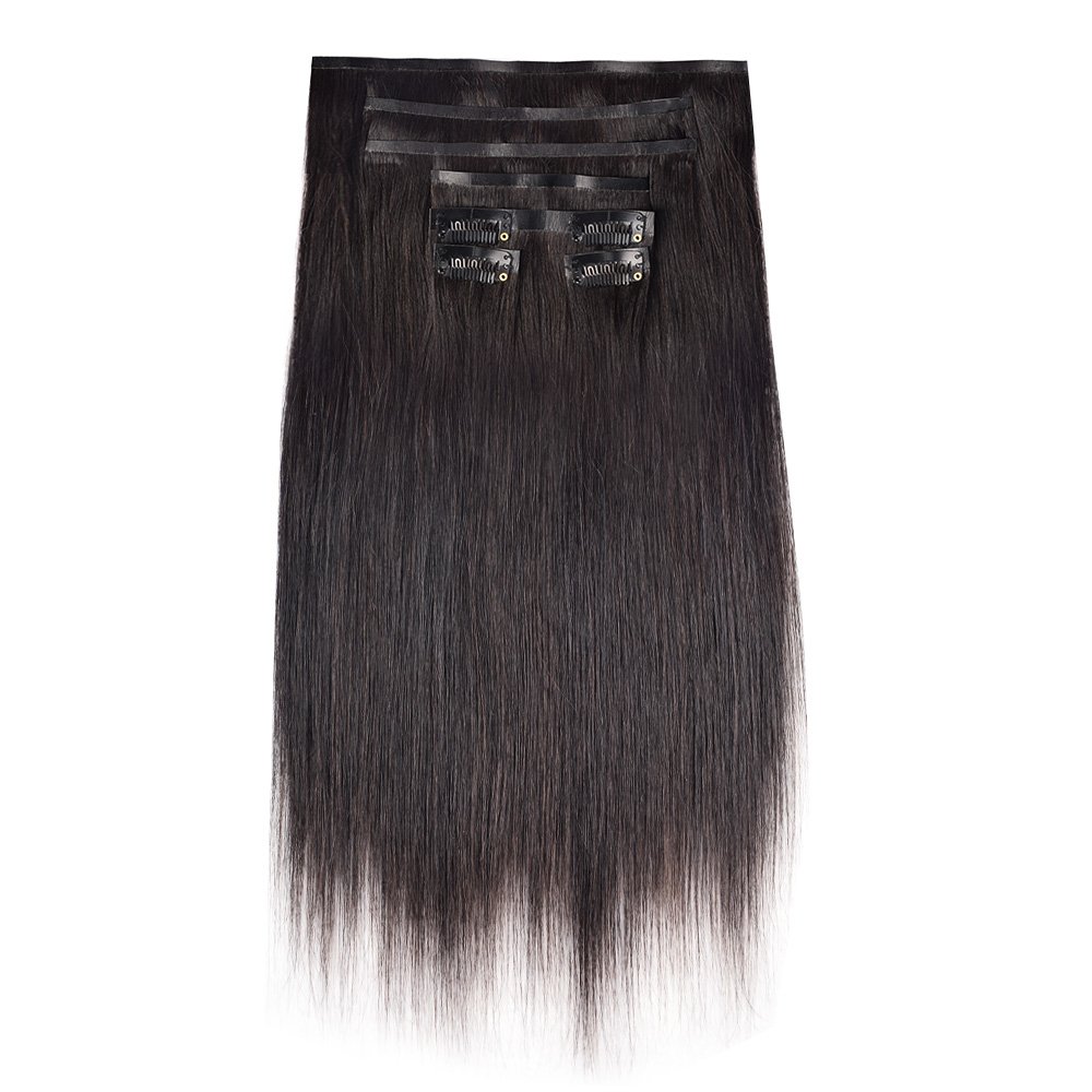 RXHAIR Straight Natural Black Cuticle Aligned Hair Small Pu Seamless Clip In Hair Extensions 200g Echt Haar Human Hair Extension