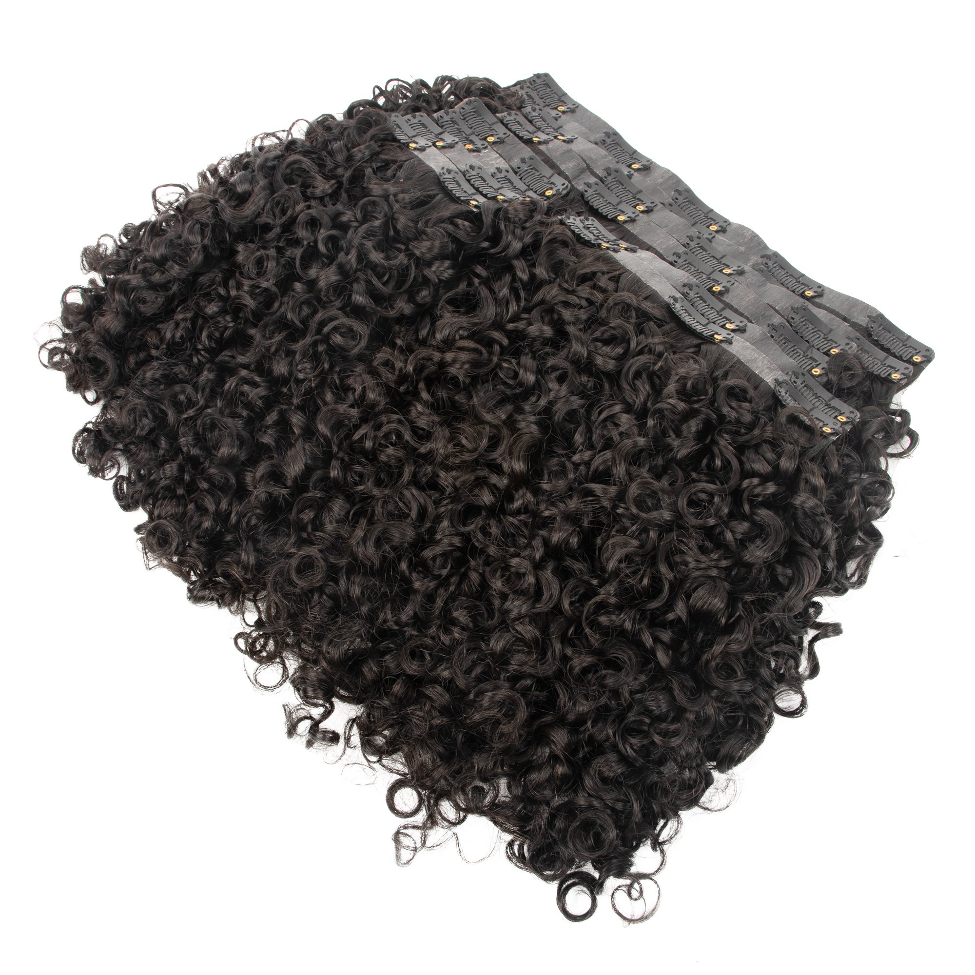 With good quality seamless clip ins raw Burmese curly hair human hair extensions seamless clip ins