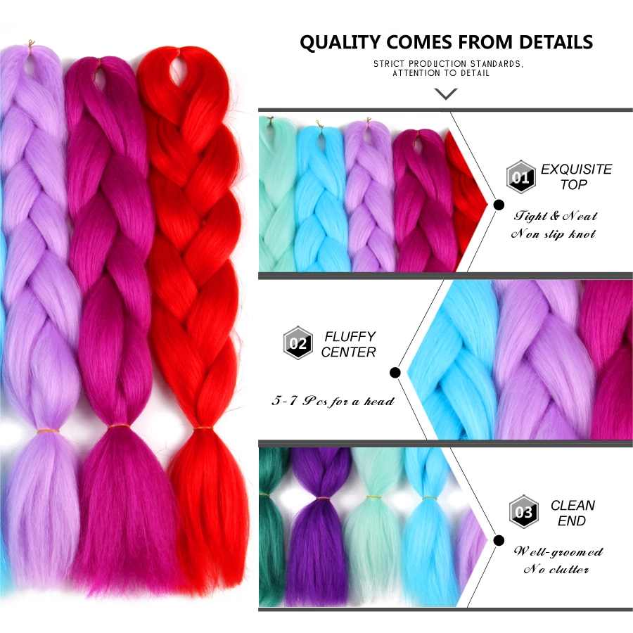Jumbo Braid Braiding Hot Selling 24inch 100g Kanekalon fiber hair Extension Yaki Synthetic Wholesale African Crochet Braids Hair