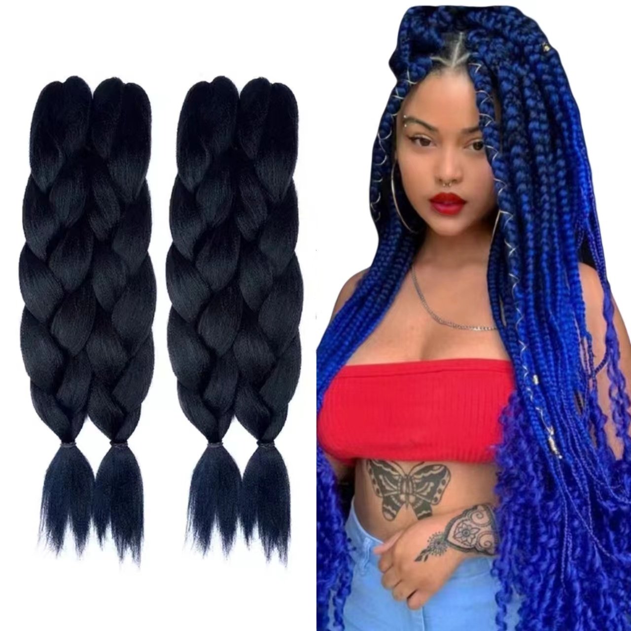 Fast shipping of high quality 48 "180 g flame retardant fiber yaki Braid Hair Extension Braid Hot Water styling