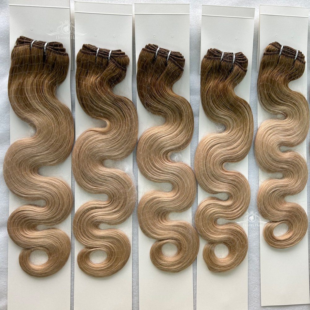 Wholesale Machine Weft Extensiones Cabello Natural Blonde Double Drawn Remi Virgin Russian Human Hair Extensions Weft