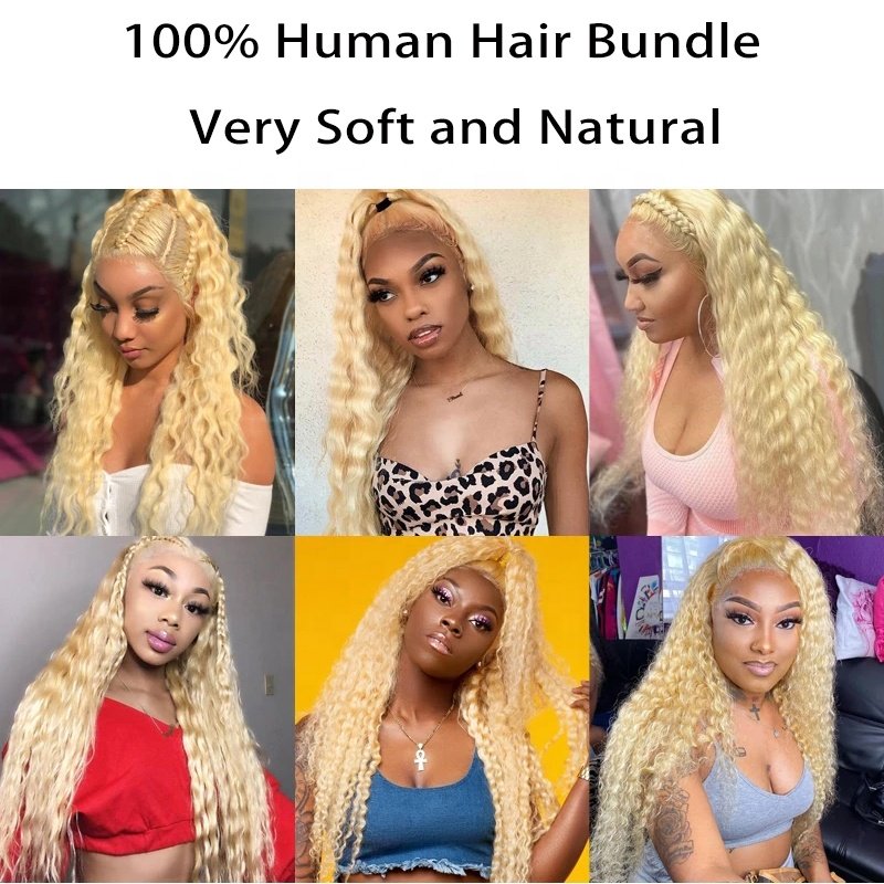 Peruvian Blonde 40 Inch Hair Weft 613 Blonde Human Hair Extensions Vendors 613 Deep Wave Bundles