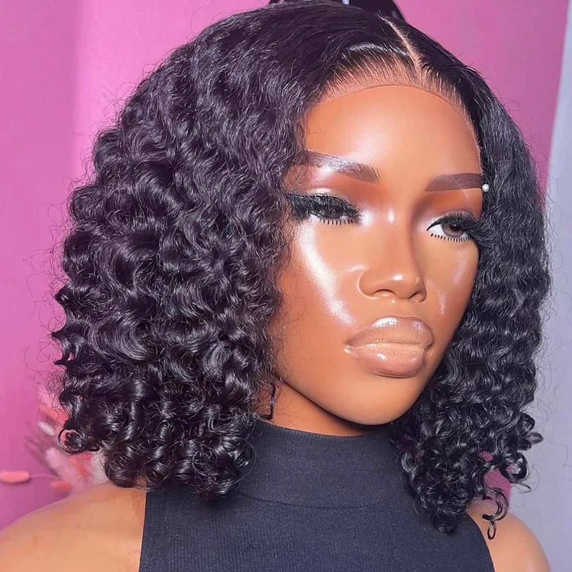 200% Density Raw Human Hair Extensions 4 By 4 Lace Closure BOB Wig Bone Straight Wig For Women