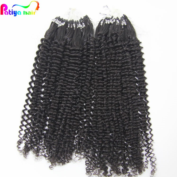 All Texture Cambodian Raw Hair Vendors Micro Loop Ring Hair Extensions 100g Set Kinky Curly Micro Braids Hair Pieces For Women