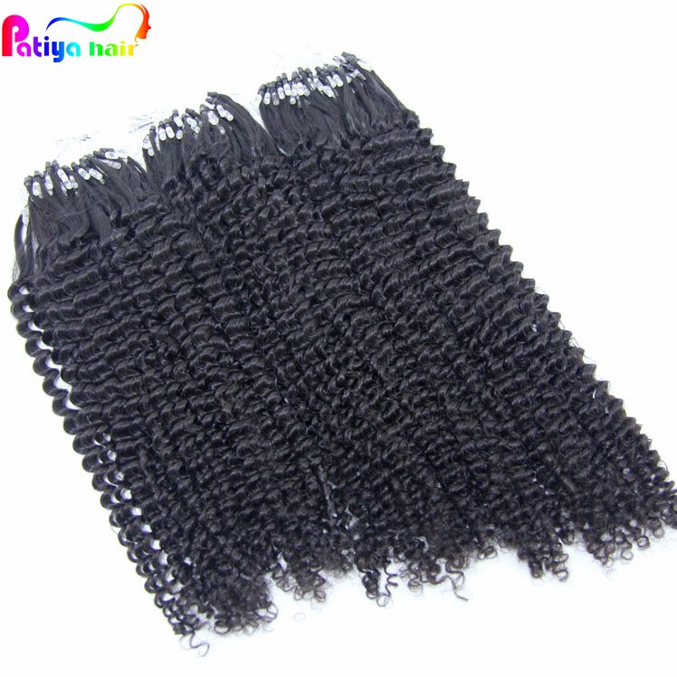 All Texture Cambodian Raw Hair Vendors Micro Loop Ring Hair Extensions 100g Set Kinky Curly Micro Braids Hair Pieces For Women