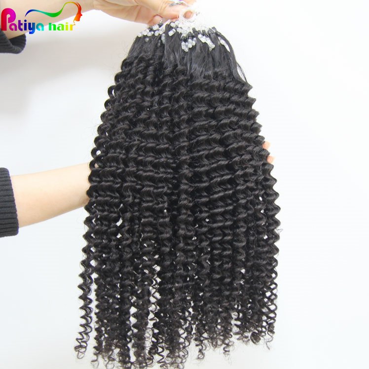 All Texture Cambodian Raw Hair Vendors Micro Loop Ring Hair Extensions 100g Set Kinky Curly Micro Braids Hair Pieces For Women