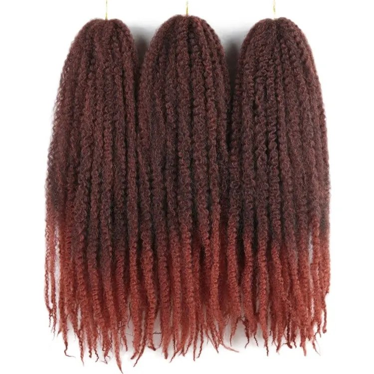 18inch Soft Marley Twist Braids Hair Ombre Brown synthetic Crochet Hair Kinky Curly Marleybobo