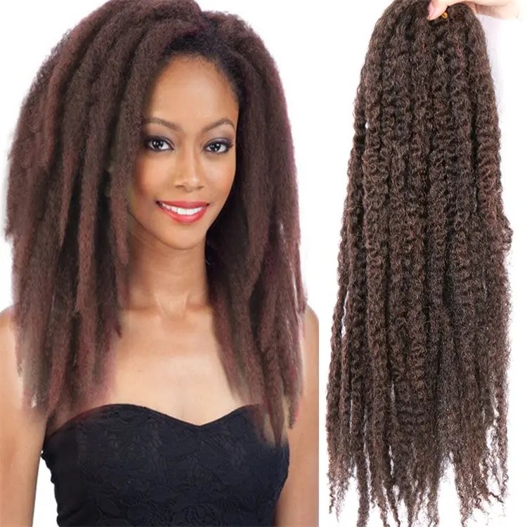18inch Soft Marley Twist Braids Hair Ombre Brown synthetic Crochet Hair Kinky Curly Marleybobo