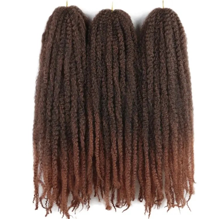 18inch Soft Marley Twist Braids Hair Ombre Brown synthetic Crochet Hair Kinky Curly Marleybobo