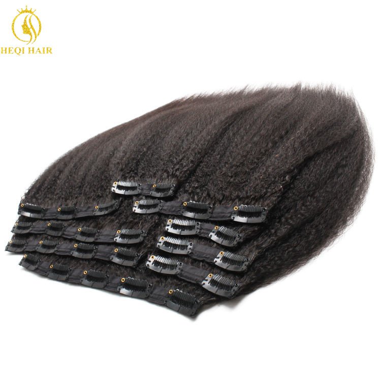 Natural Virgin Clip in Hair Extension 100% Virgin Unprocessed Human Hair Kinky Straight Clip in For Black Women