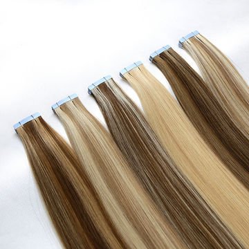 Double Drawn European wholesale raw tape in extensions invisible cuticle aligned remy tape in hair extensions 100% human hair