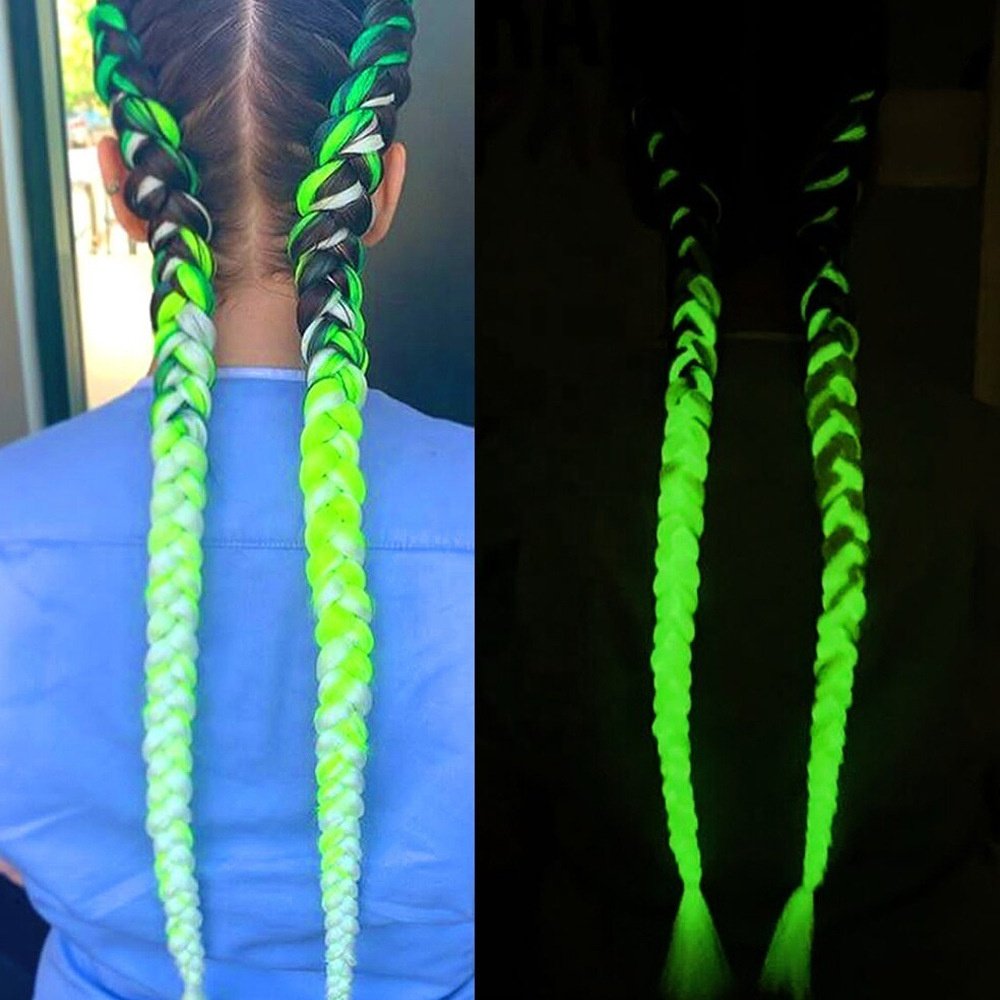 24 Inch Luminous Jumbo Braiding Hair Pre Stretched Afro Ombre Synthetic Hair Braid Extension For Women Box Twist