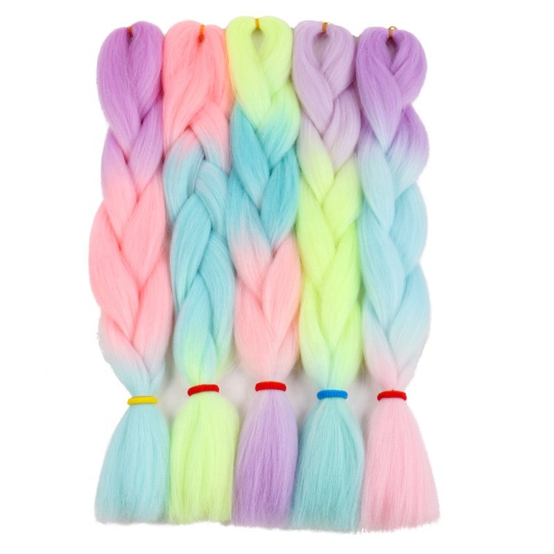 24 Inch Luminous Jumbo Braiding Hair Pre Stretched Afro Ombre Synthetic Hair Braid Extension For Women Box Twist