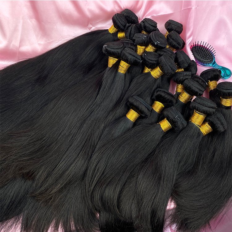 Wholesale human hair extension bundle, natural color hair extensions, and the hair wefts are dyed all colors